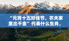 “元宵十五好佳节，农夫家里出千金”代表什么生肖，最佳释义打一生肖答案解释!