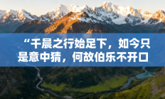 “千晨之行始足下，如今只是意中猜，何故伯乐不开口”打一准确生肖，标准成语打一生肖答案解析!